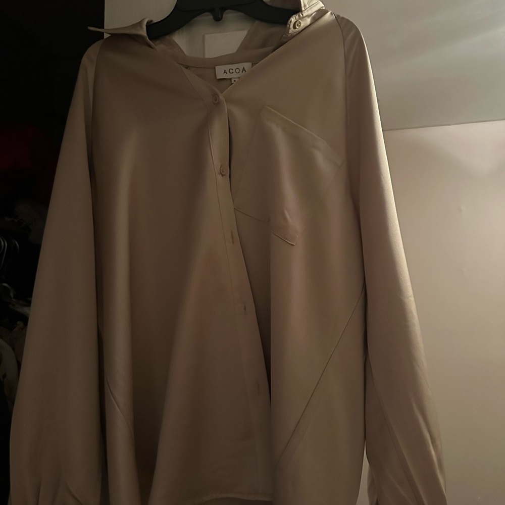 High end satin gold button up  top  size small